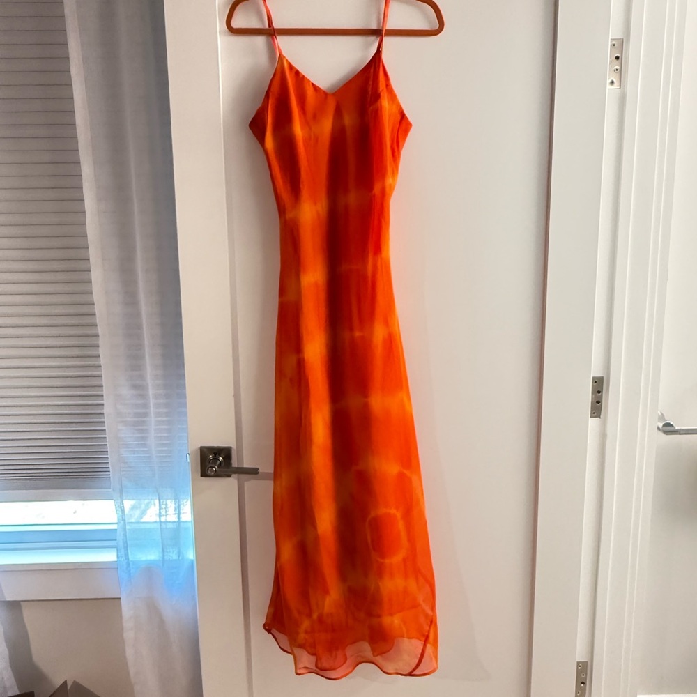 Orange Tie-Dye Maxi Dress